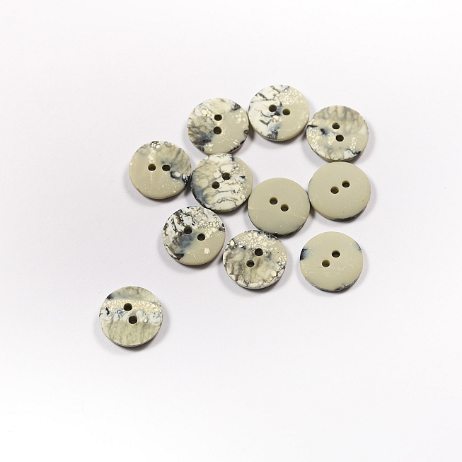 24L Grey Faux Marble Buttons, 100pcs