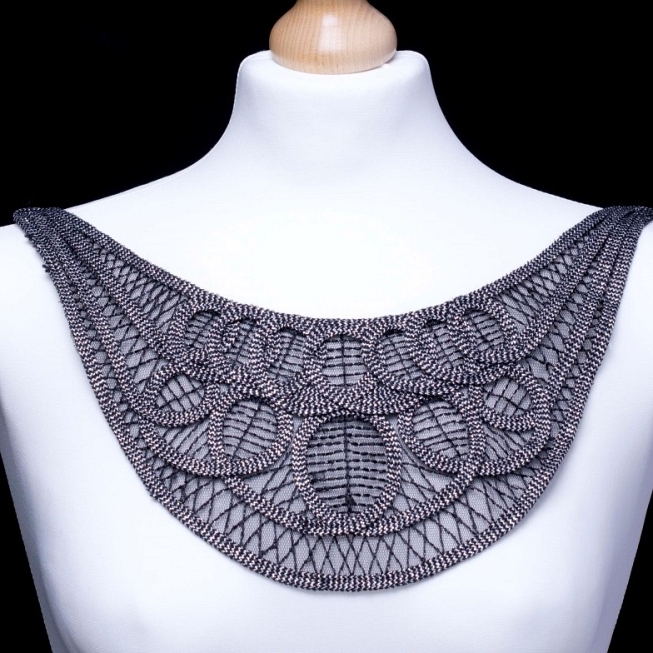 Silver Braid Embroidery Neckline