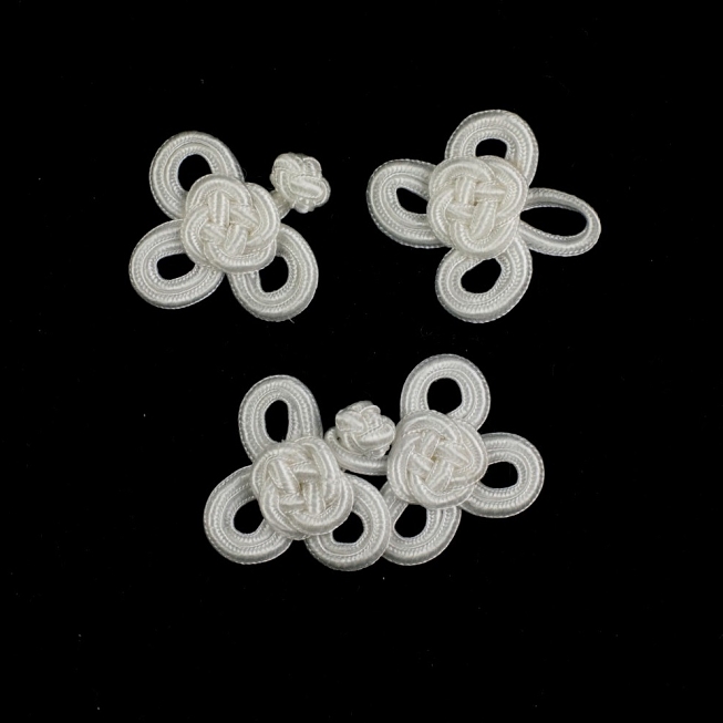 White Knot Frog Fasteners, 10 Pairs