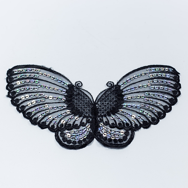 Black Sequined Butterfly Motif