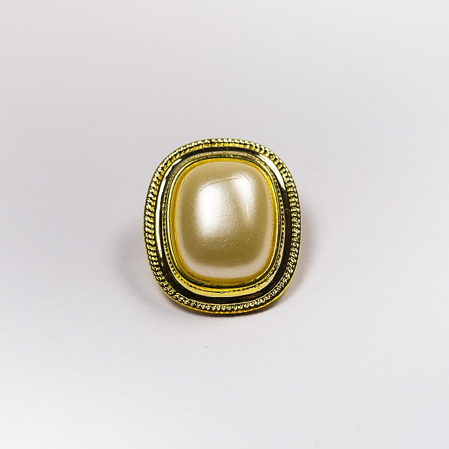 Oblong Pearl Gold Shank Button, 50pcs