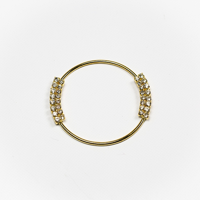 50mm Round Gold Diamante Ring Buckle