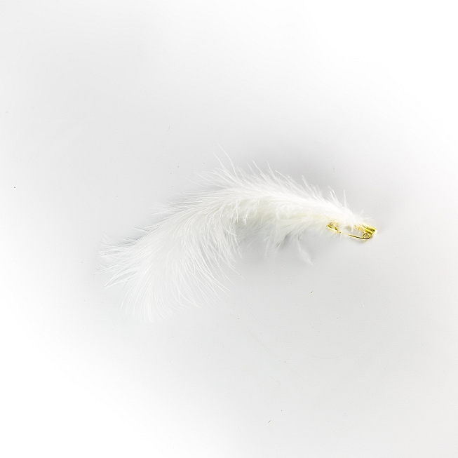 White Marabout Feather Brooch, 10pcs