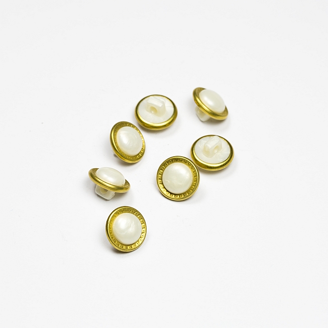 20L Gold Rim Pearl Shank Button, 50pcs