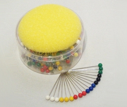 Colour Head Mild Steel Pins with a Foam Top, 10 Box