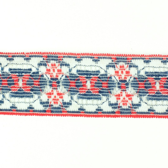 Red & Navy Retro Lace, 50m
