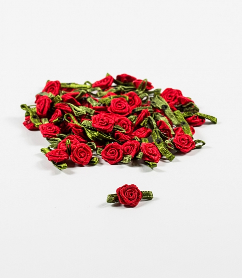 Small Red Ribbon Roses with Leaf, 500pcs