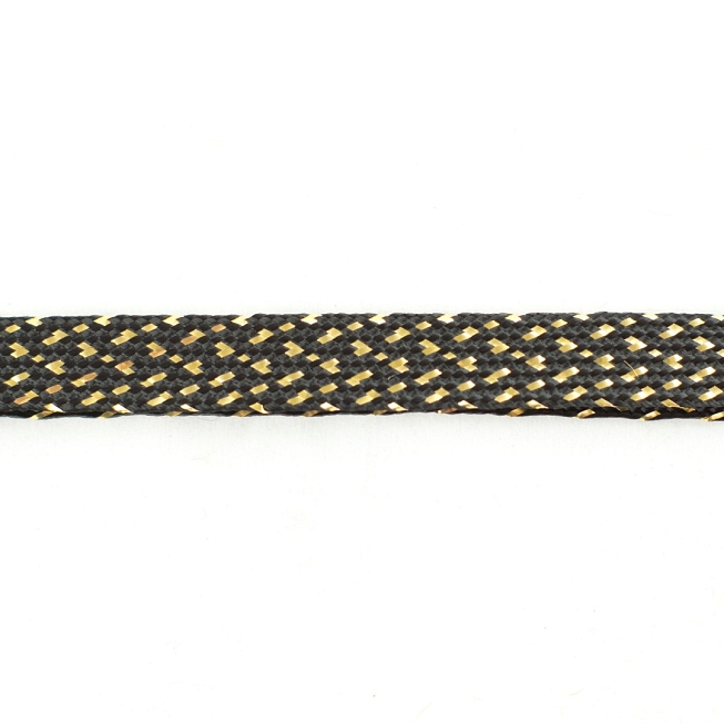 20mm Black w Gold Folded Braid, 25m