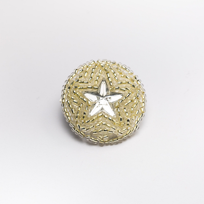 48L Silver Beaded Star Button, 10pcs