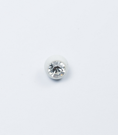 12L White Diamante Button