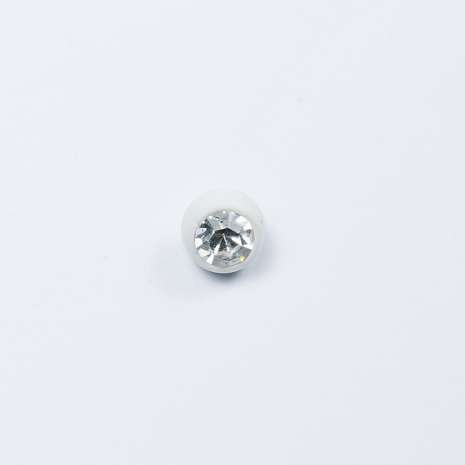 12L White Diamante Button