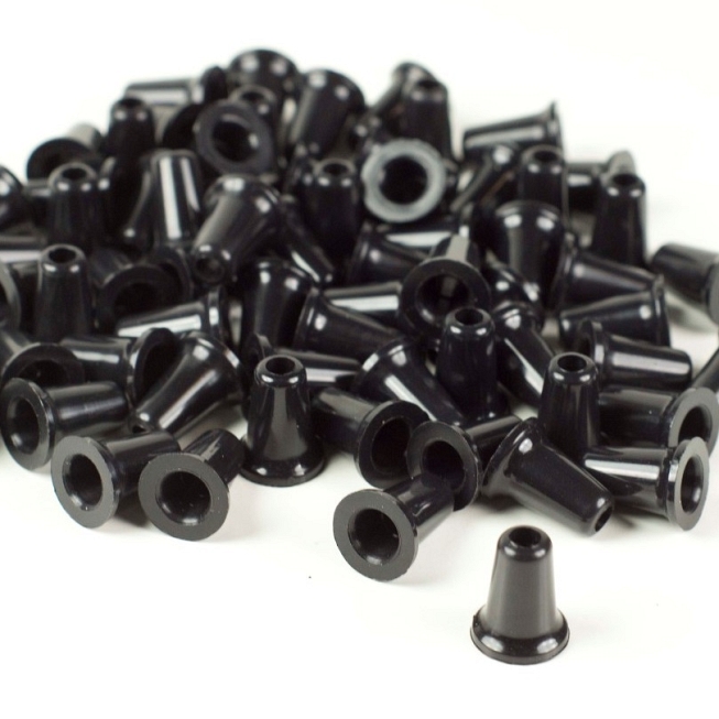 4mm Black Cord End Cones, 100pcs