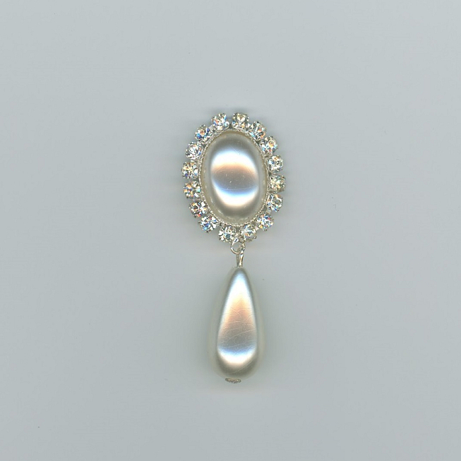 Rhinestone Pearl Button