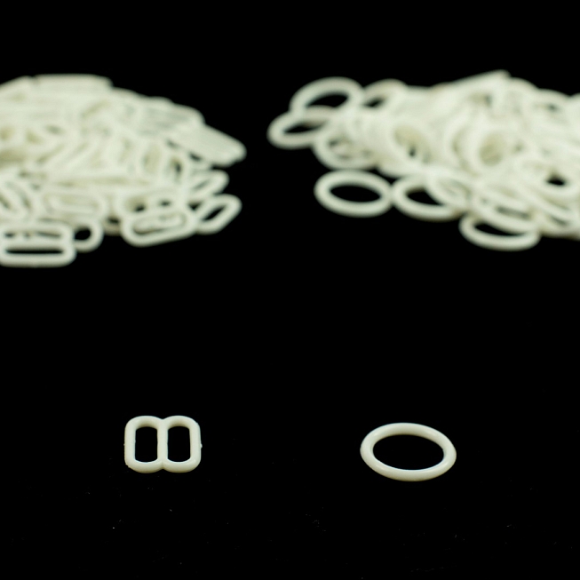Plastic Bra Hoops & Adjusters, 100 pairs