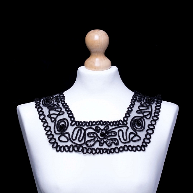 Black Rayon Embroidery Neckline
