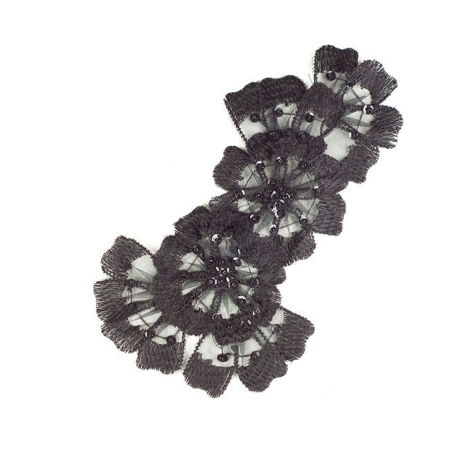 Black Floral Applique