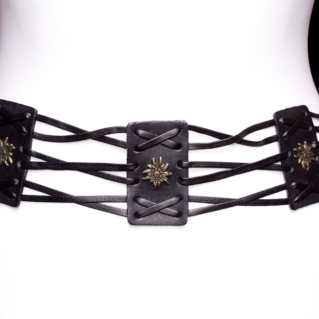 Black Faux Leather Tie Belt