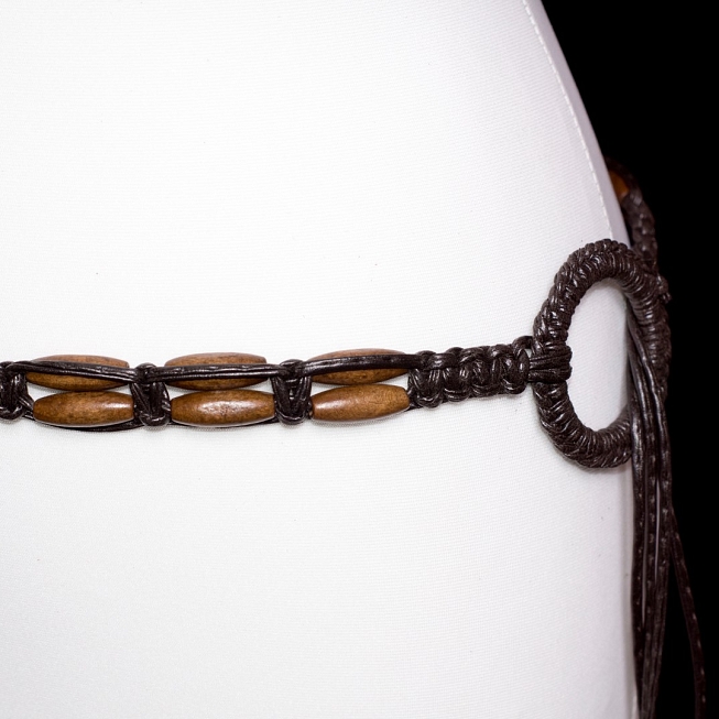 Brown Faux Leather Tie Belt