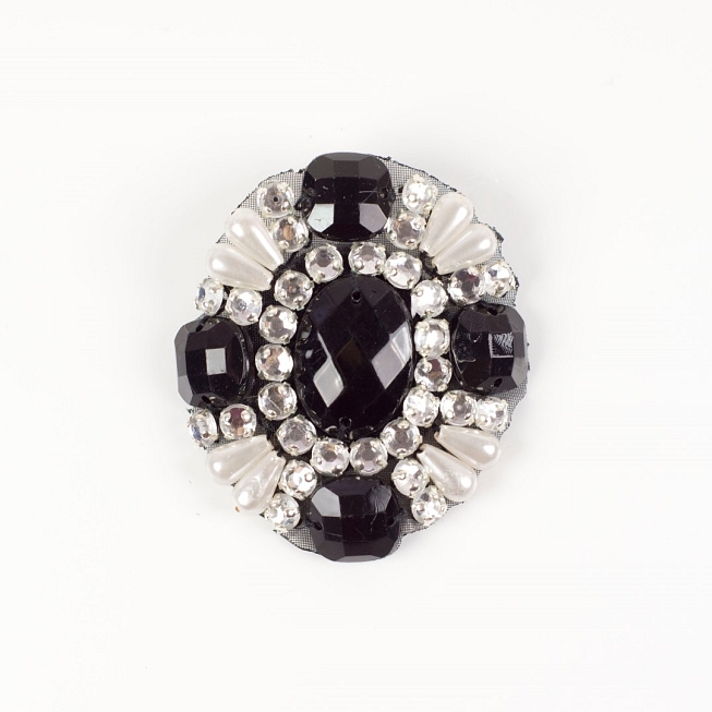 Round Beaded Brooch, 10pcs