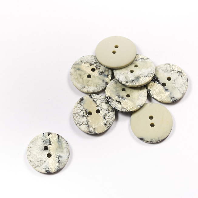 36L Grey Faux Marble Buttons, 100pcs
