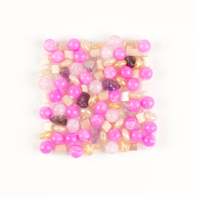 Pink Beaded Patch, 5pcs