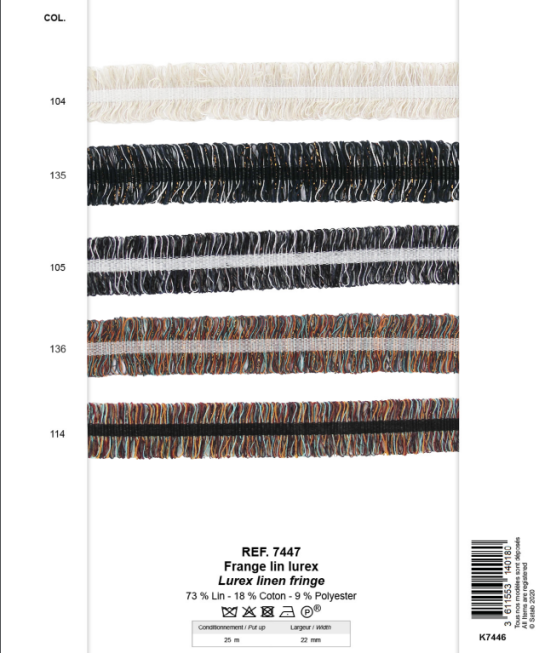 Lurex Linen Fringe - 20mm