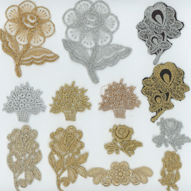 Assorted Lurex Rose Motifs, 50pcs