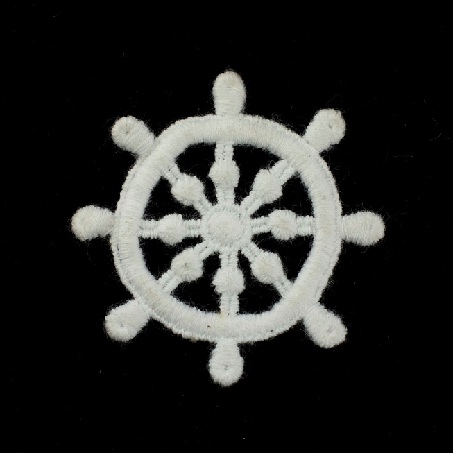 White Ship Wheel Patch, 5pcs