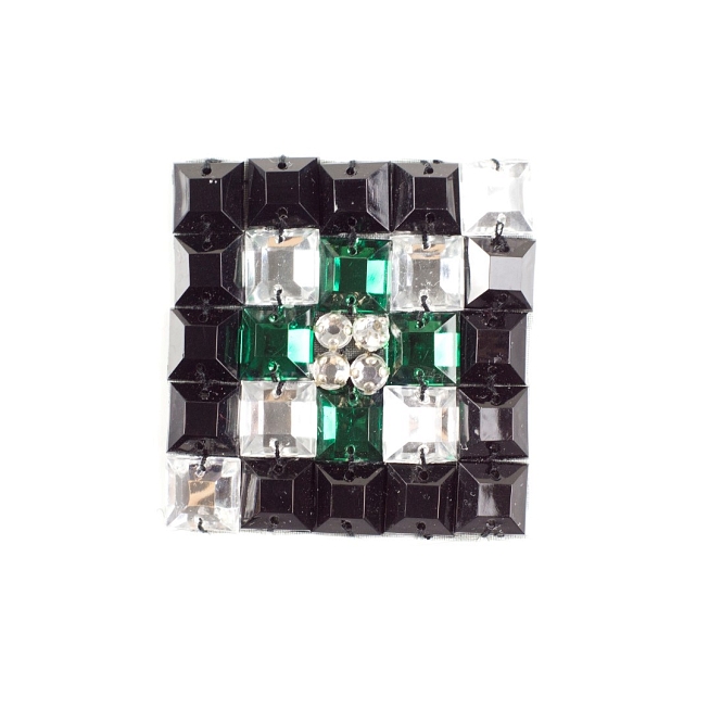 Black, Clear, Green Beaded Patch, 5pcs