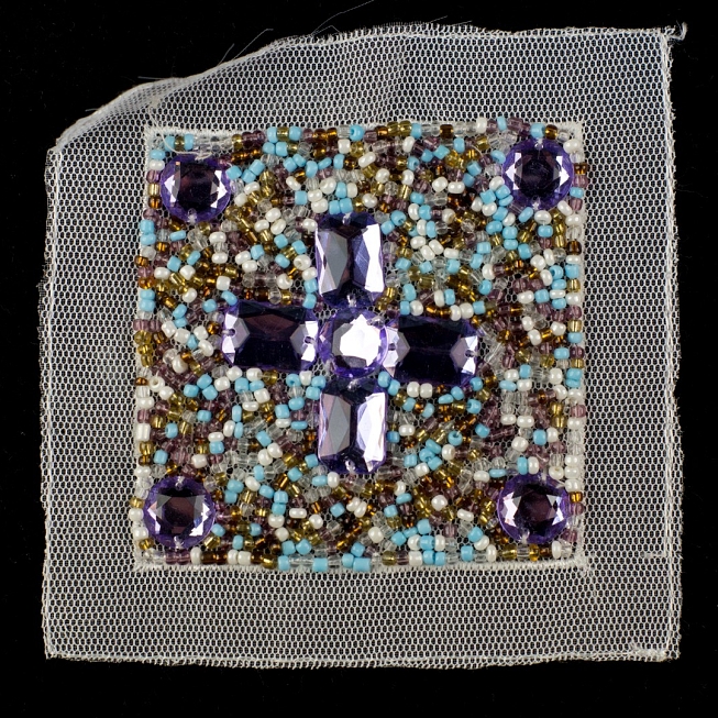 Lilac Stone Beaded Square Patch