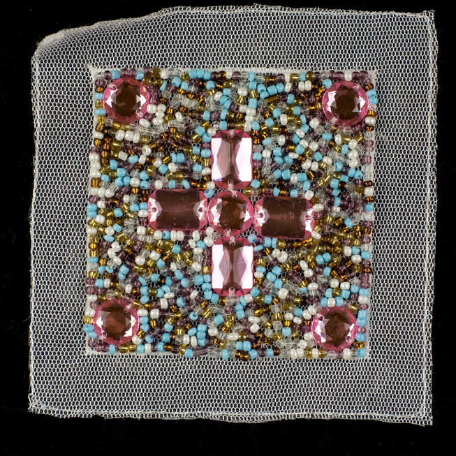 Pink Stone Beaded Square Patch