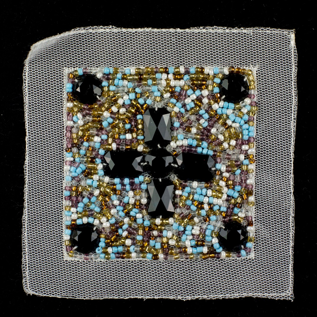 Black Stone Beaded Square Patch