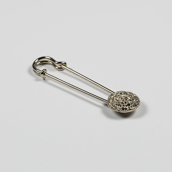 Decorative Silver Safety Pin Brooch, 10pcs
