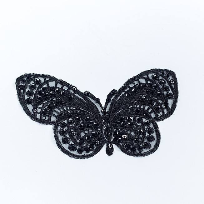 Black Sequin Butterfly Motif