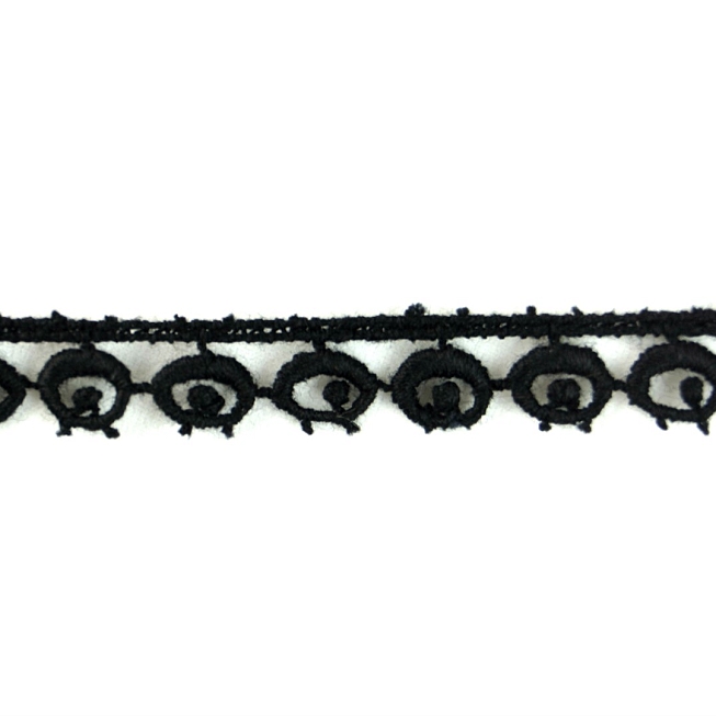 10mm Black 'Eye' Guipure Lace, 55m