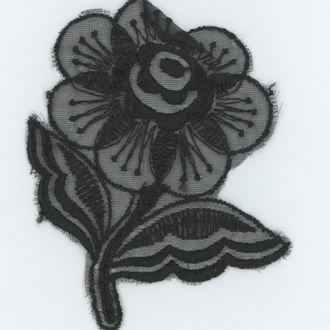 Vintage Rose Organza Motifs, 5pcs
