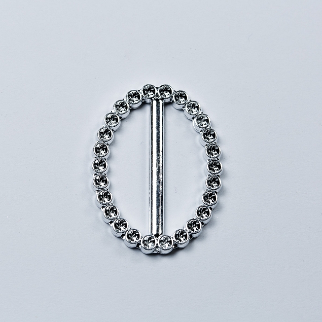30mm Oblong Silver Imitation Diamante Slider Buckle