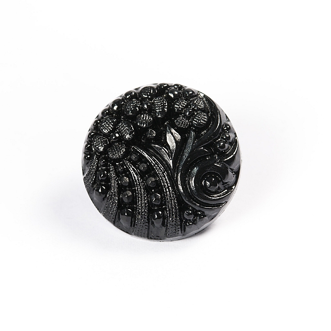 36L Black Floral Shank Button, 50pcs