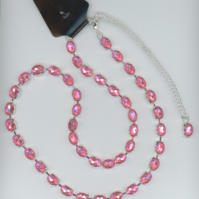 Pink Rhinestone Chain Waist Belt