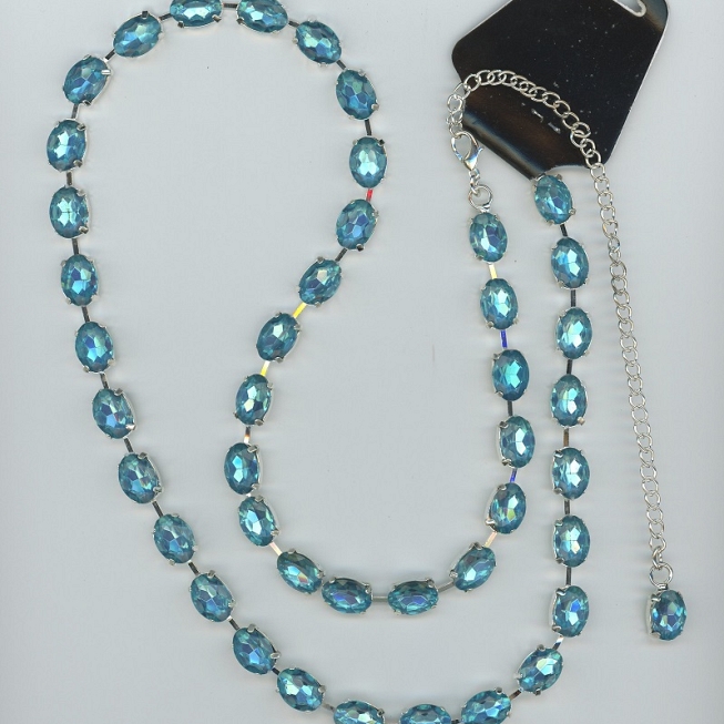 Blue Rhinestone Chain Waist Belt