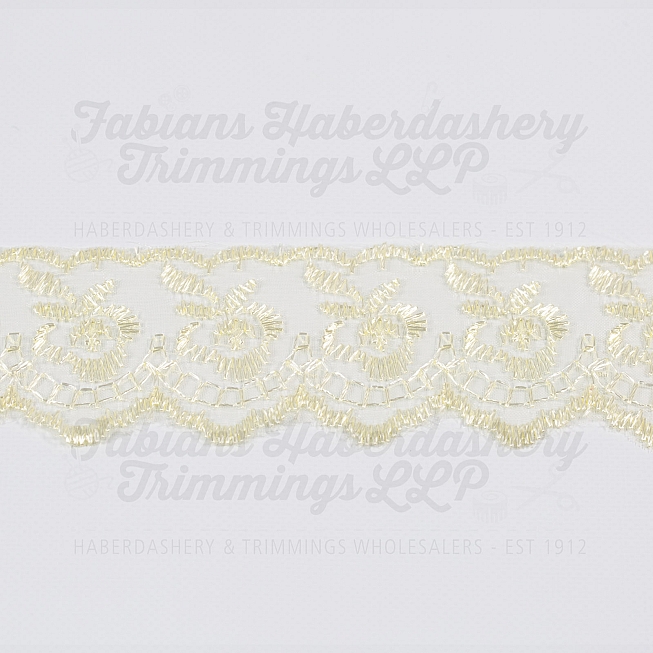 1½ inch Cream Embroidered Lace, 27.4m
