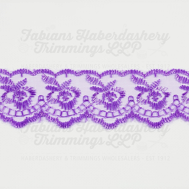 1½ inch Lilac Embroidered Lace, 27.4m