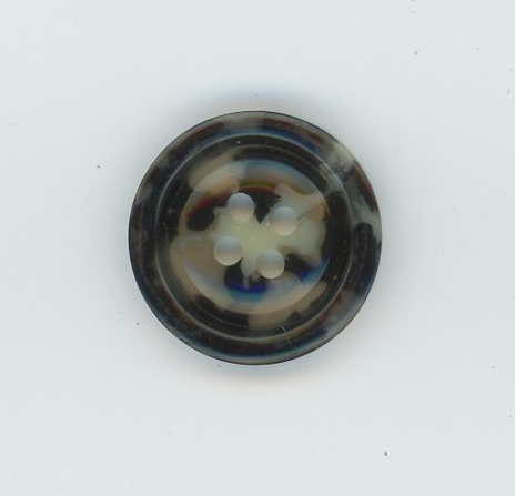 32L 4-Hole Vintage Black Mottled Button, 25pcs