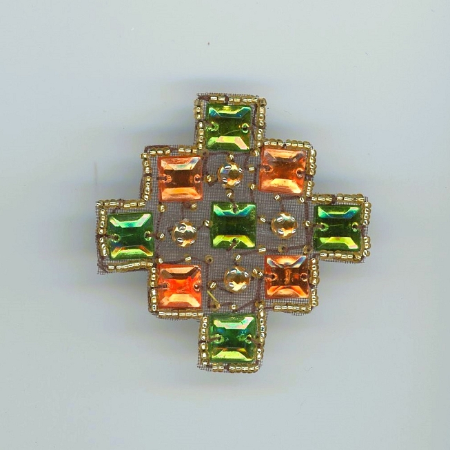 Green Orange Rhinestone Patch, 5pcs