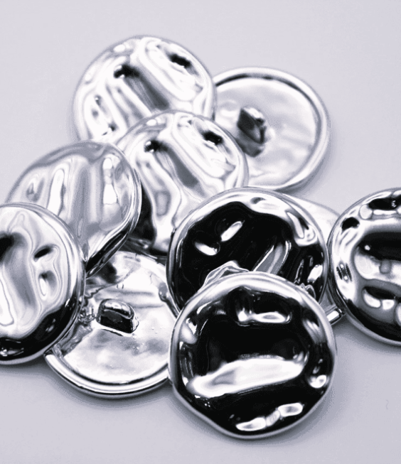 ABS Silver Hammered Buttons, 25pcs