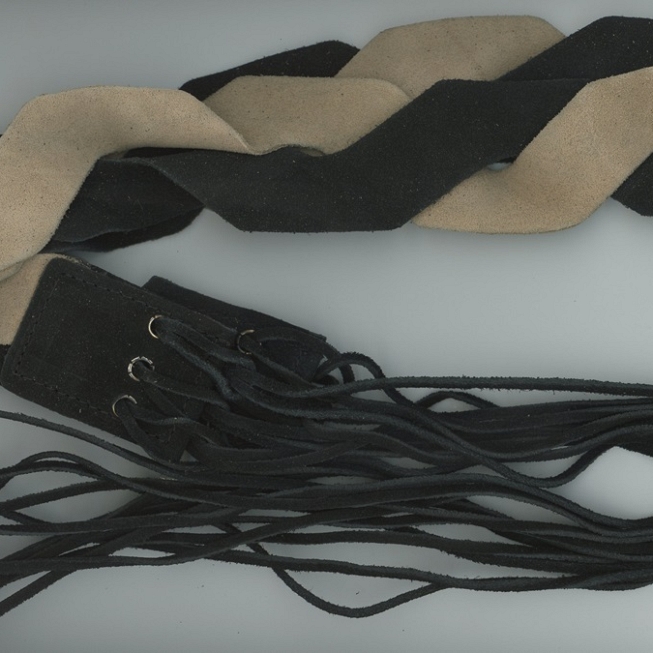 Suede Black Beige Tie Belt
