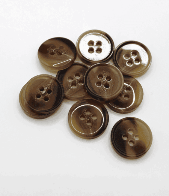 Shiny Coffee Brown Horn Buttons, 100pcs