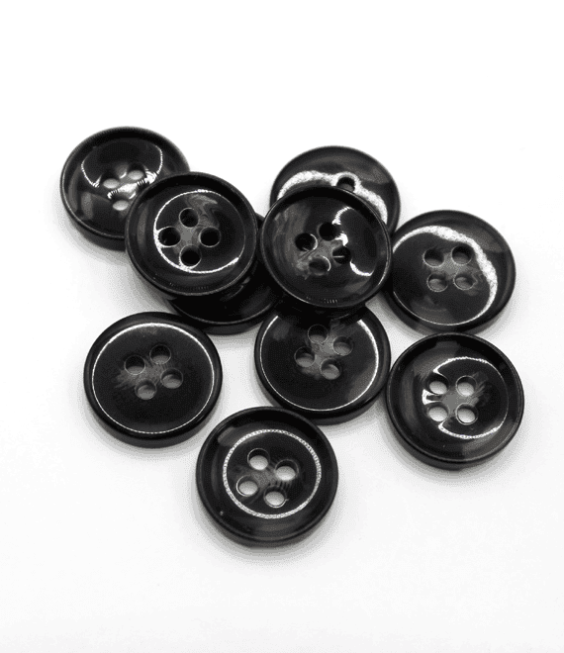 Shiny Black Horn Buttons, 100pcs