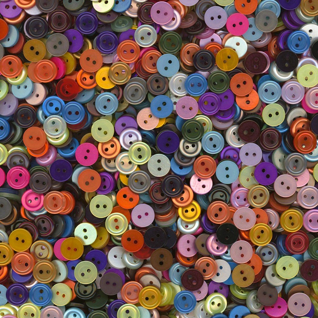 Assorted 11mm 2-Hole Buttons Mix, 400g