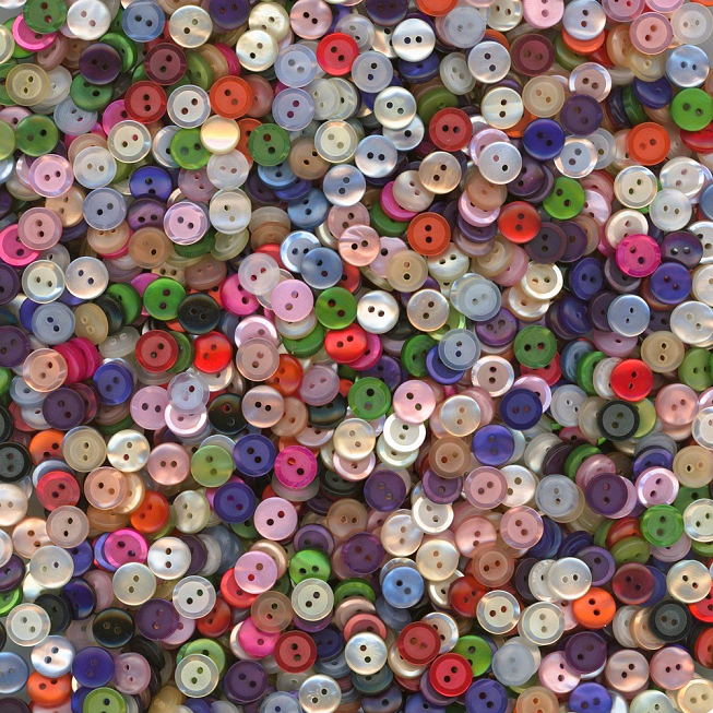 Assorted 10mm 2-Hole Shiny Buttons Mix, 400g